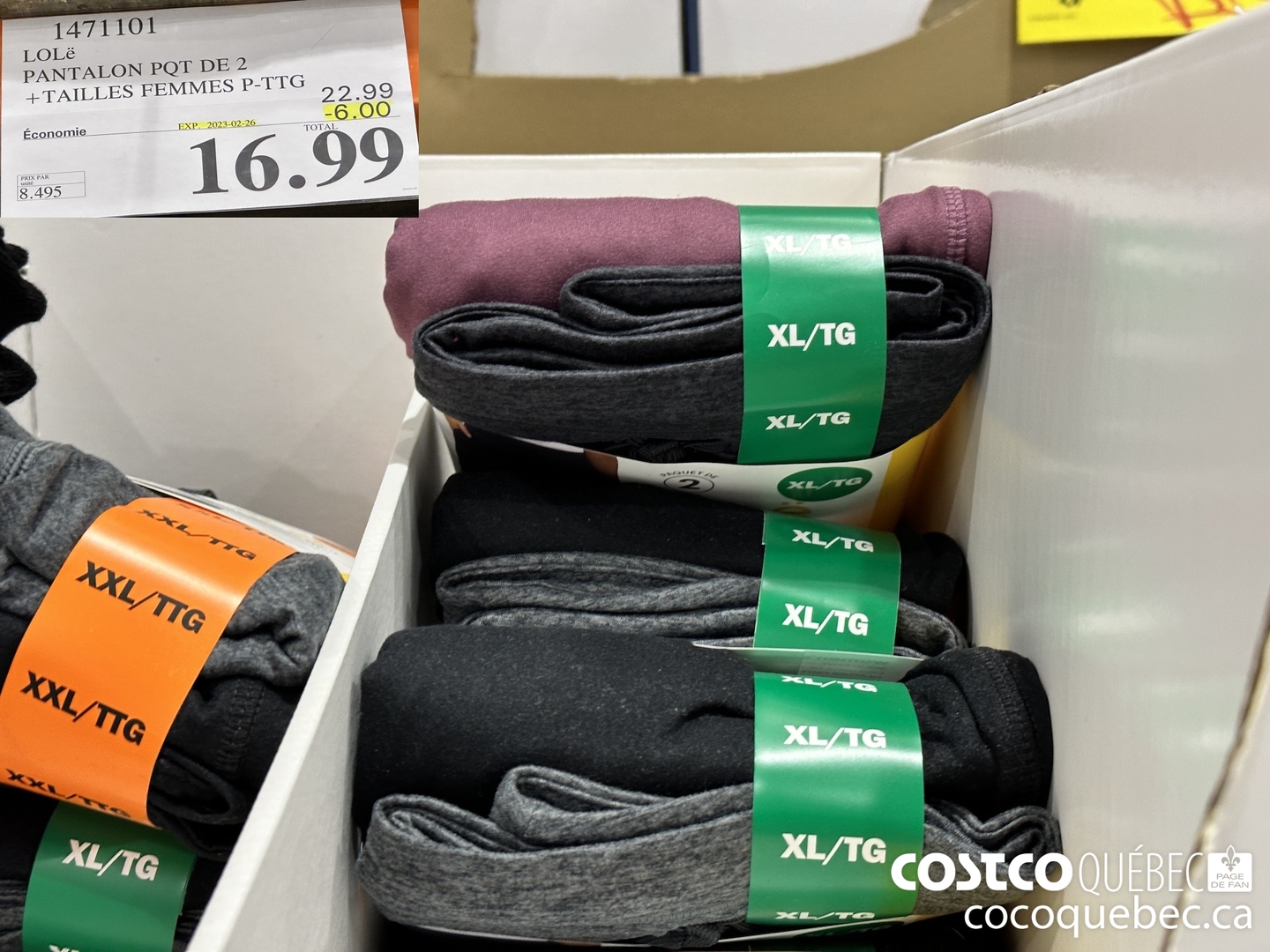 1471101 PANTALON PQT PQT DE 2 +TAILLES FEMMES P- TTG  (EXPIRES ON 2023-02-26) $16.99