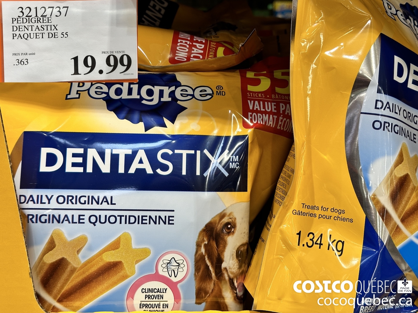 3219737 PEDIGREE DENTASTIX PAQUET DE 55 PRIX PAR unité PRIX DE VENTE  $19.99