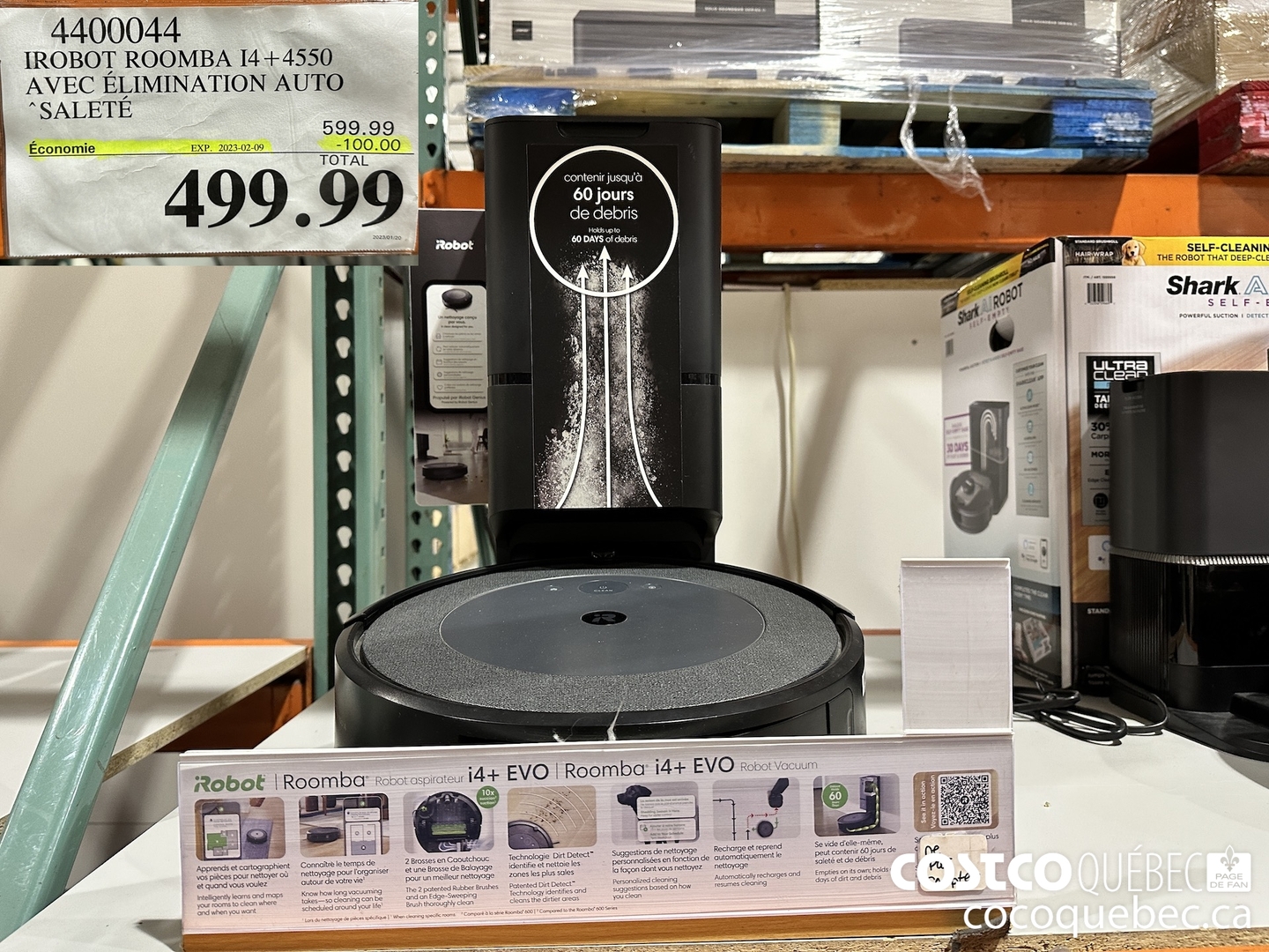 4400044 ROBOT ROOMBA 14 +4550 AVEC ELIMINATION AUTO SALETE ($100.00 INSTANT SAVINGS EXPIRES ON 2023-02-09) $499.99