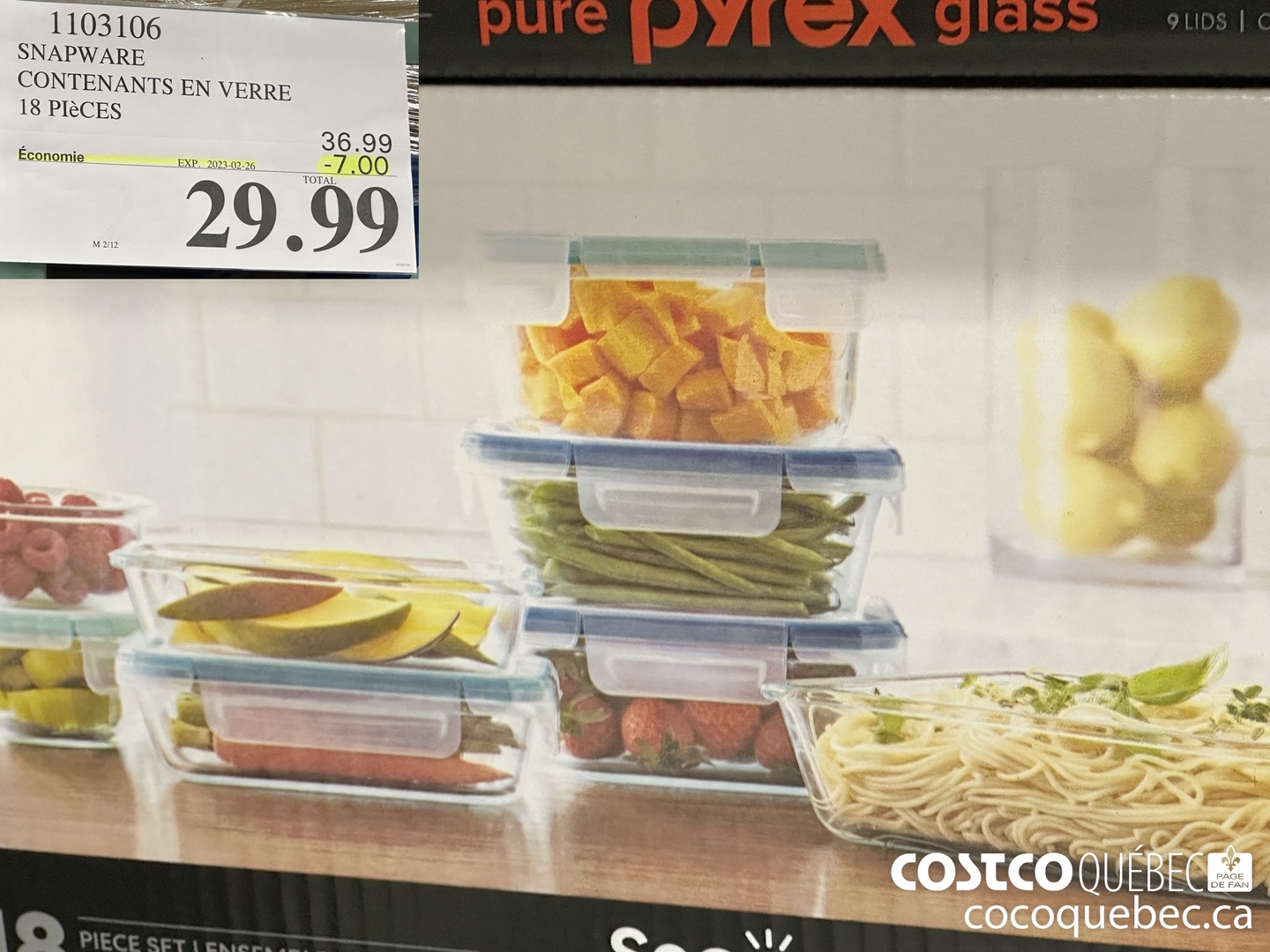 1103106 SNAPWARE CONTENANTS EN VERRE 18 PIECES Economie  ($7.00 INSTANT SAVINGS EXPIRES ON 2023-02-26) $29.99