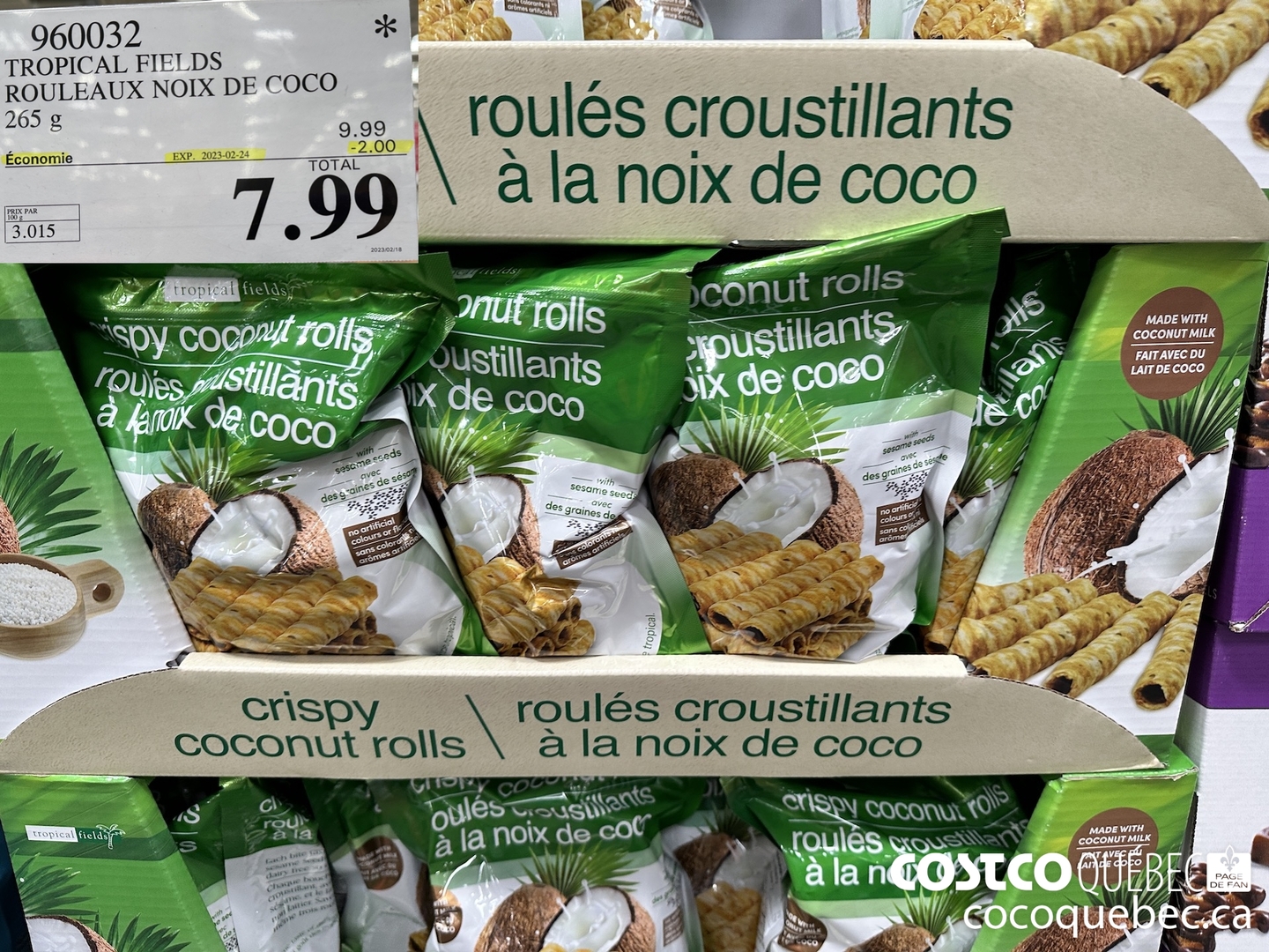 960032 TROPICAL FIELDS ROULEAUX NOIX DE COCO ($2.00 INSTANT SAVINGS EXPIRES ON 2023-02-24) $7.99