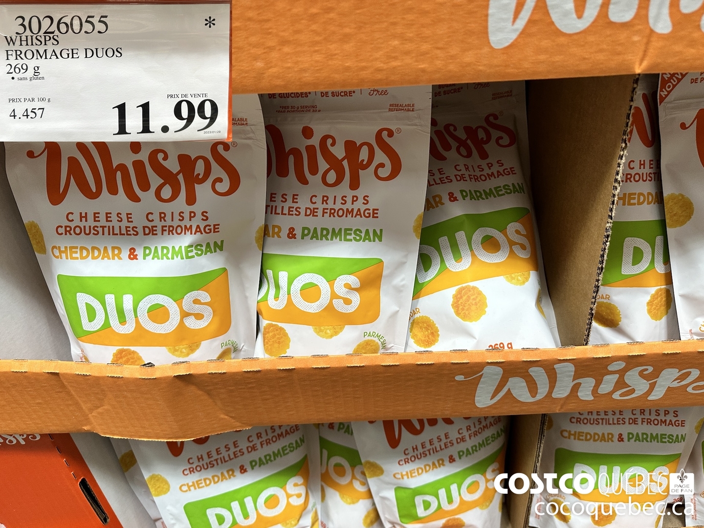 3026055 WHISPS FROMAGE DUOS 269 g $11.99