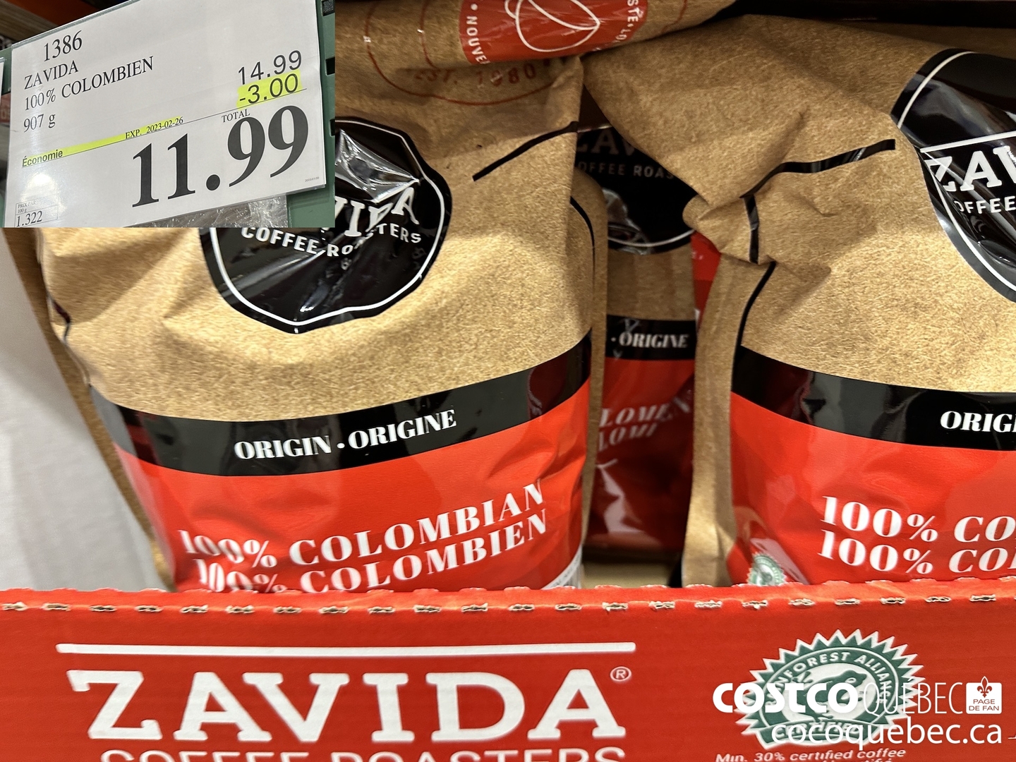 1386 ZAVIDA 100% COLOBIEN 907G ($3.00 INSTANT SAVINGS EXPIRES ON 2023-02-26) $11.99