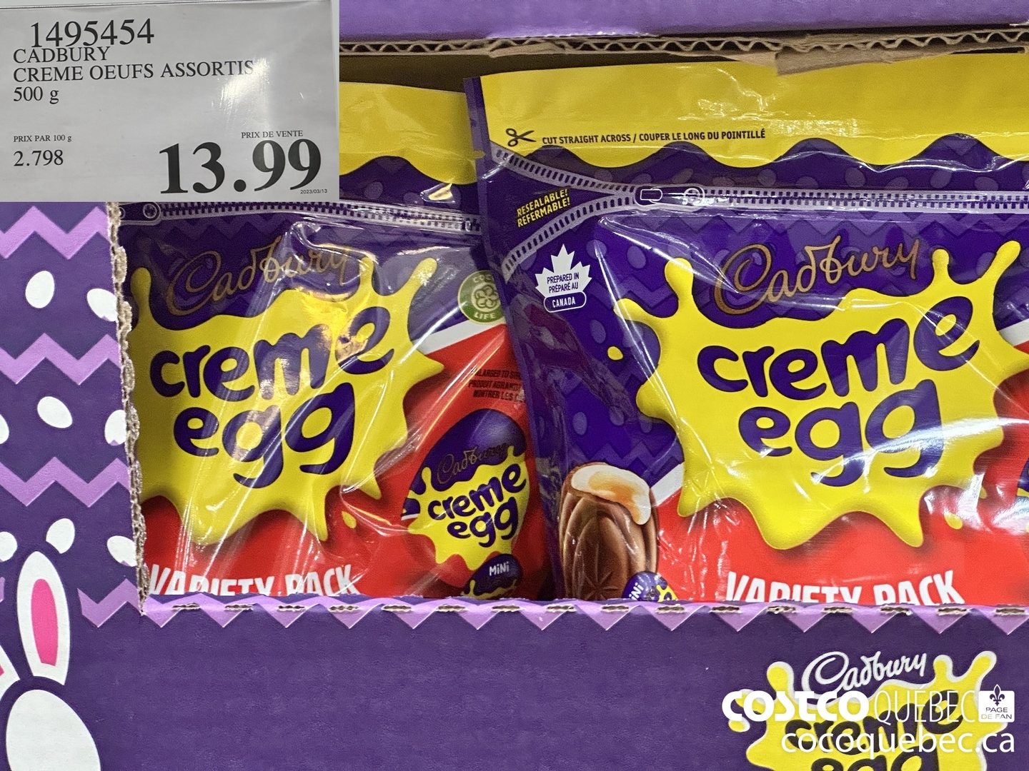 1495454 CADBURY CREME O QEUFS ASSORTIS 500g $13.99