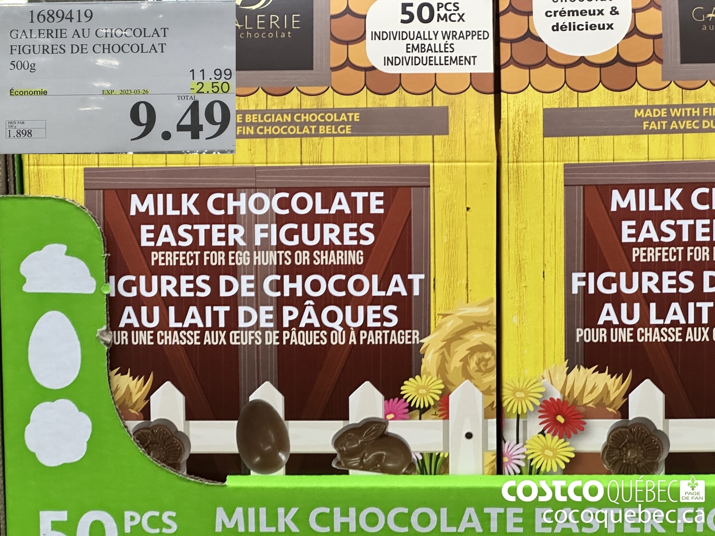 1689419 GALERIE AU CHOCOLAT FIGURES DE CHOCOLAT 500g  ($2.50 INSTANT SAVINGS EXPIRES ON 2023-03-26) $9.49