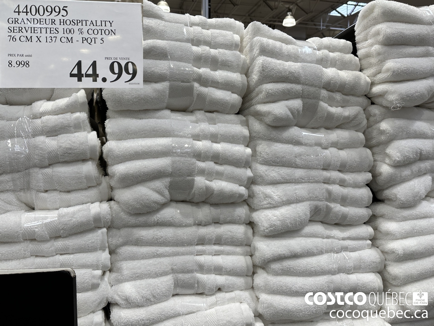 4400995 GRANDEUR HOSPITALITY SERVIETTES 100 % COTON 76 CM X 137 CM - POT 5  $44.99