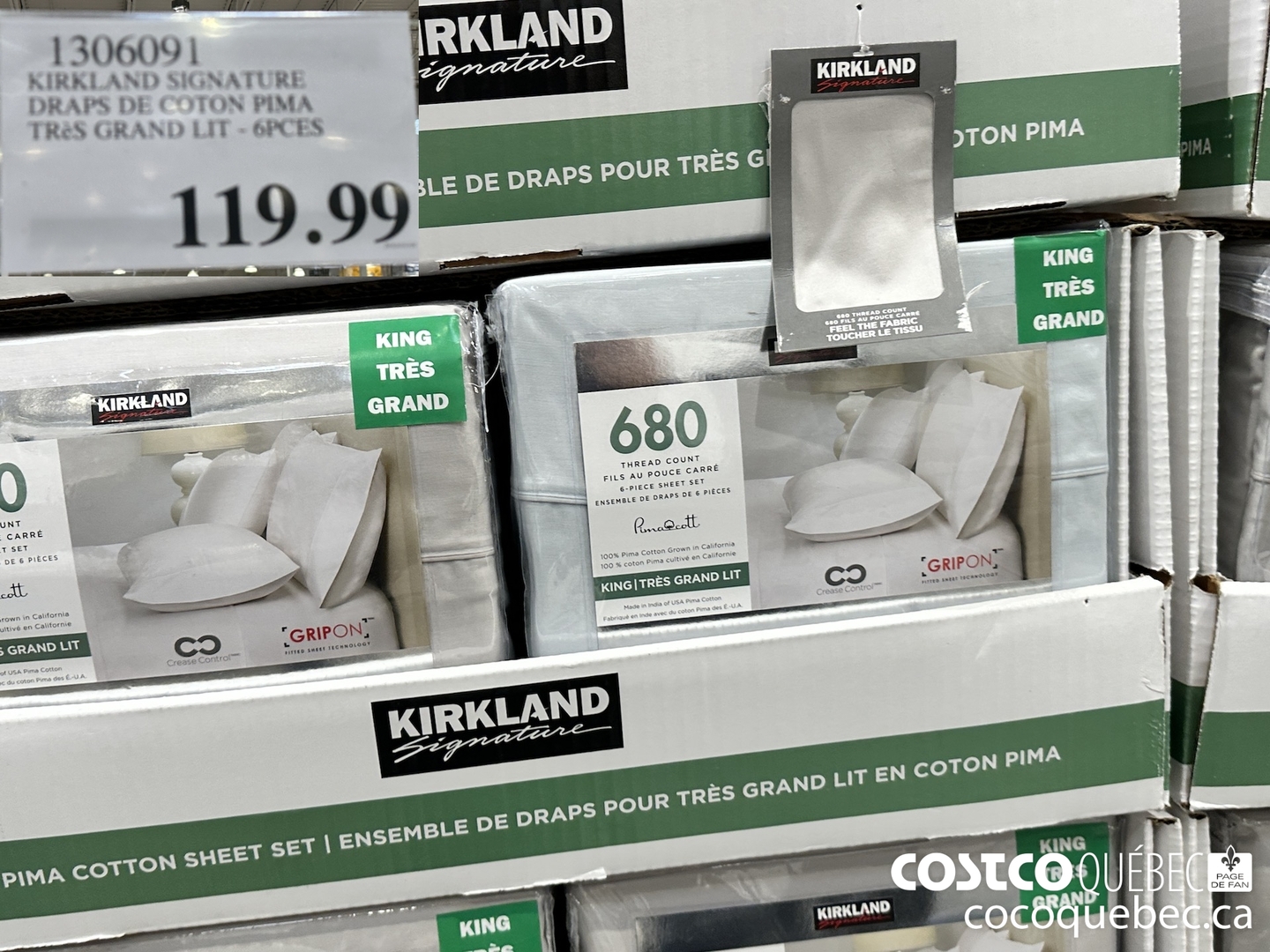 1306091 KIRK AND SIGNATL RE DRAPS DE COTON PIMA TReS GRAND LIT - 6PCES  $119.99