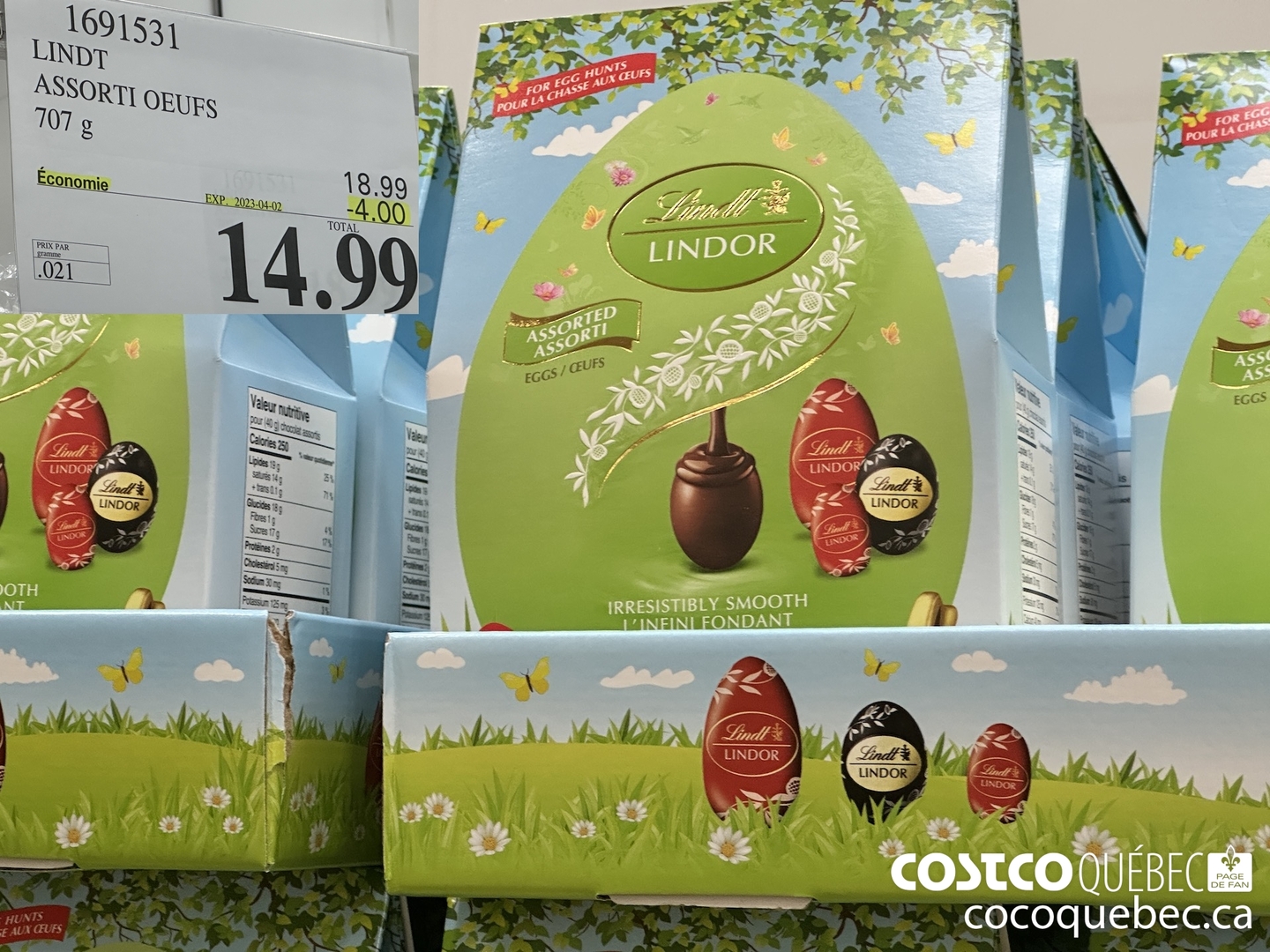 1691531 LINDT ASSORT OEUFS ($4.00 INSTANT SAVINGS EXPIRES ON 2023-04-02) $14.99