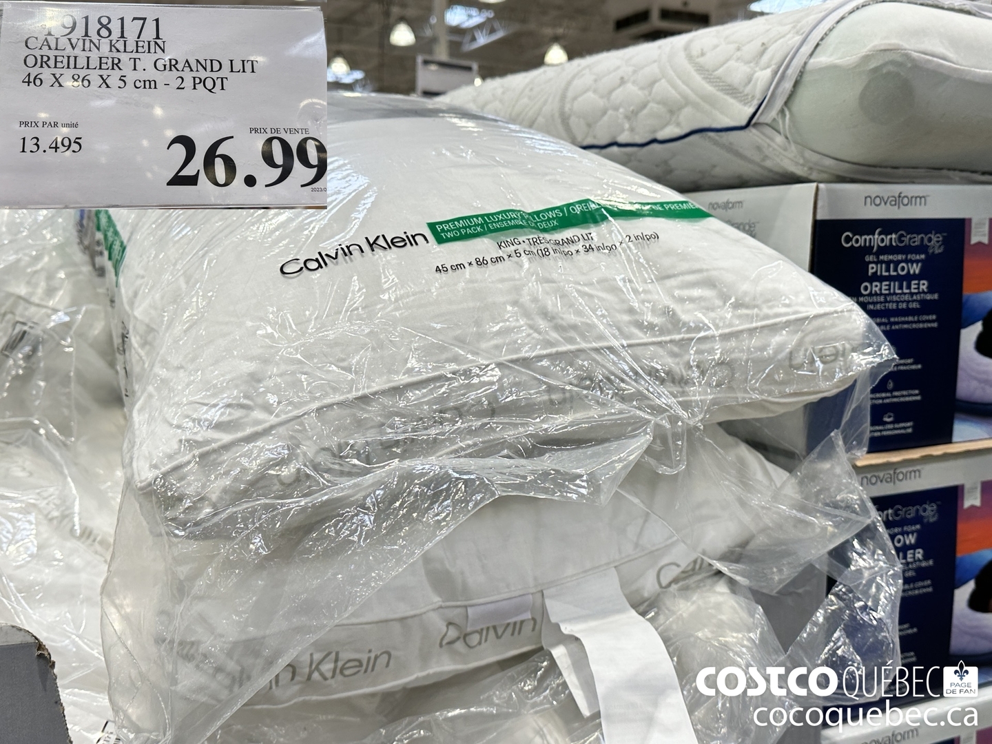 1918170 CALVIN KLEIN QUEEN FIBERFILL PILLOW 18 X 26 X 2 2 PACK 5