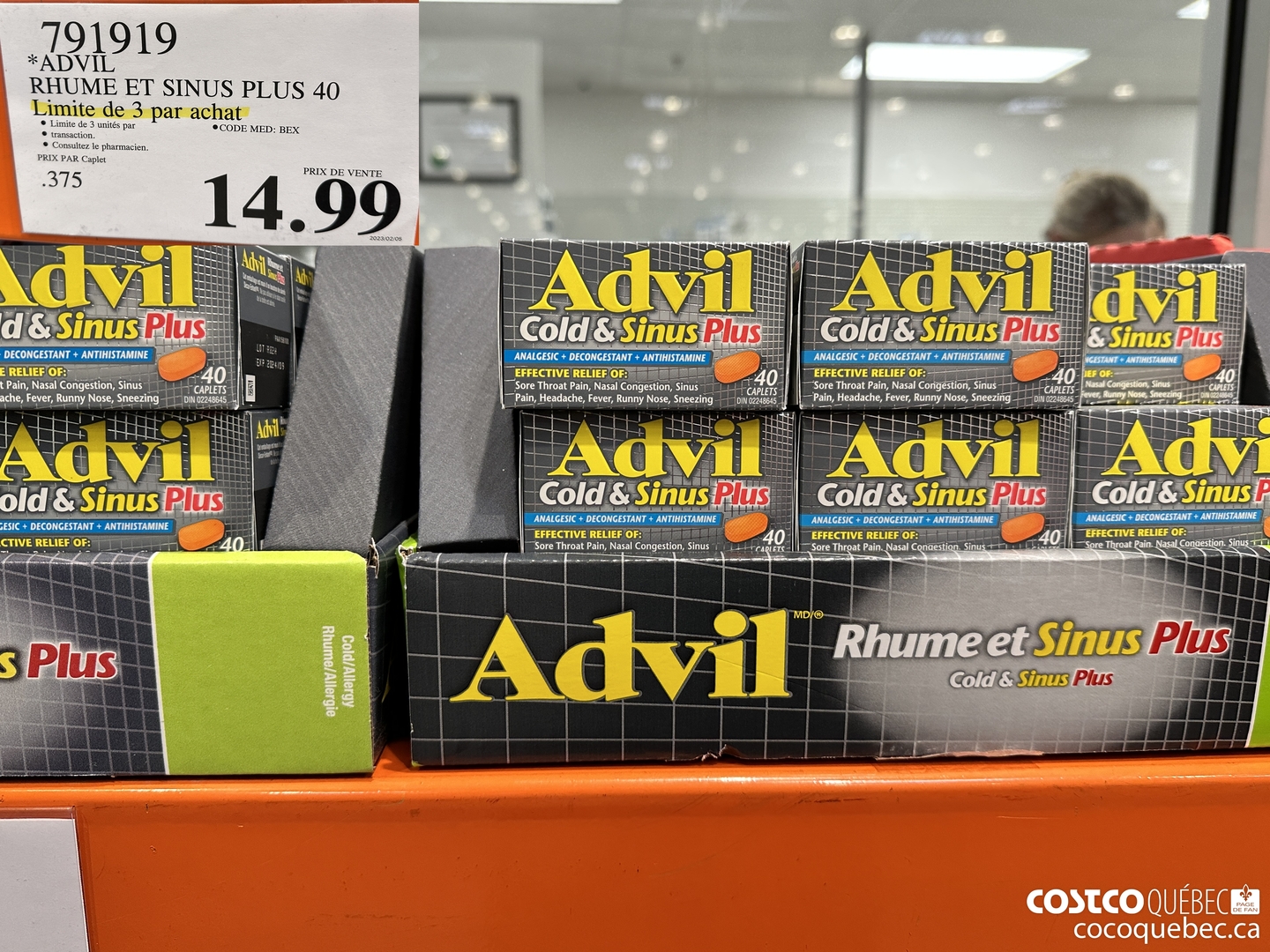 791919 ADVIL RHUME ET SINUS PLUS 40 Limite de 3 par achat $14.99