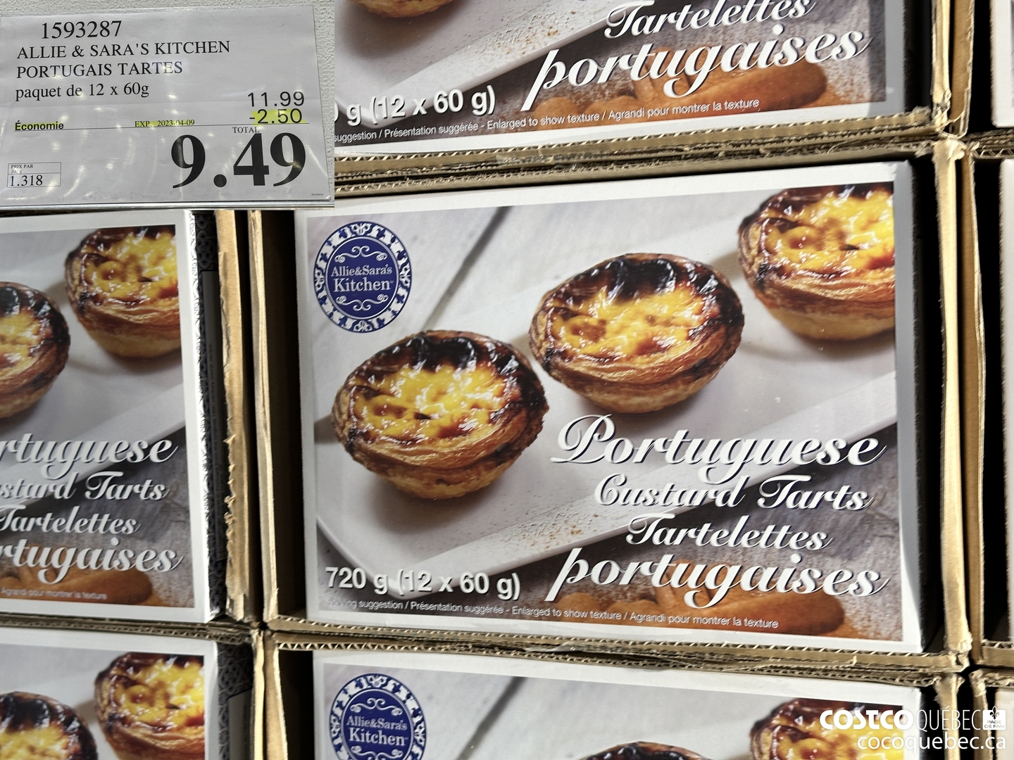 1593287 ALLIE & SARA'S KITCHEN PORTUGAIS TARTS paquet de 12 x 60g  ($2.50 INSTANT SAVINGS EXPIRES ON 2023-04-09) $9.49