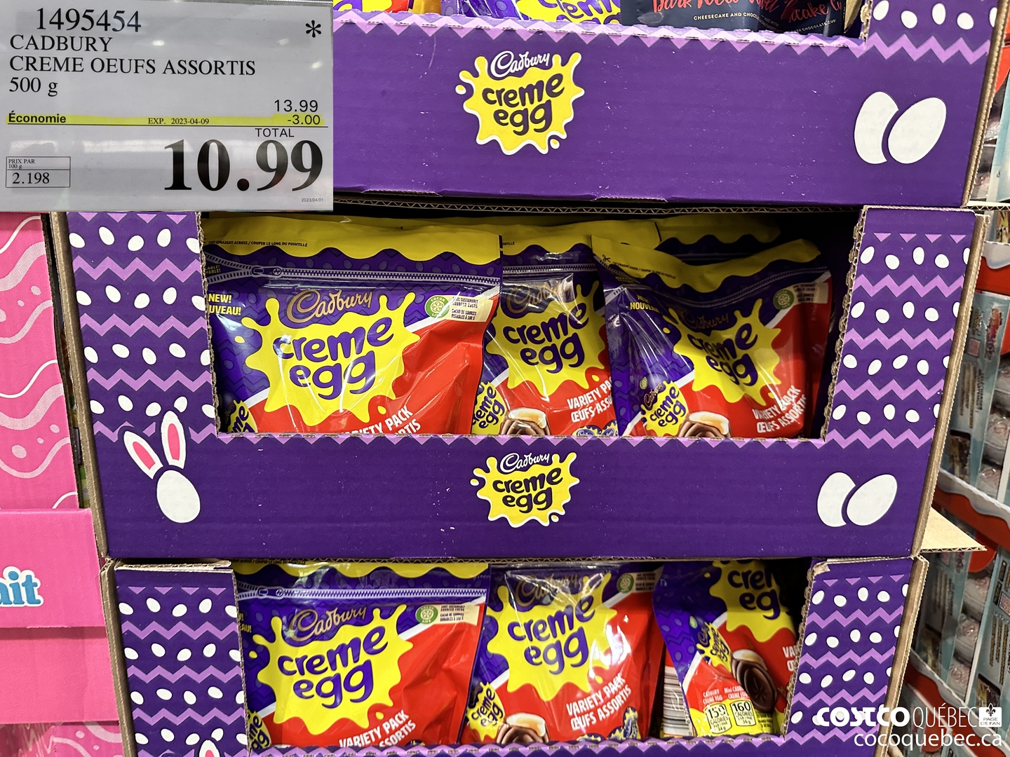 1495454 CADBURY CREME O QEUFS ASSORTIS 500g ($3.00 INSTANT SAVINGS EXPIRES ON 2023-04-09) $10.99