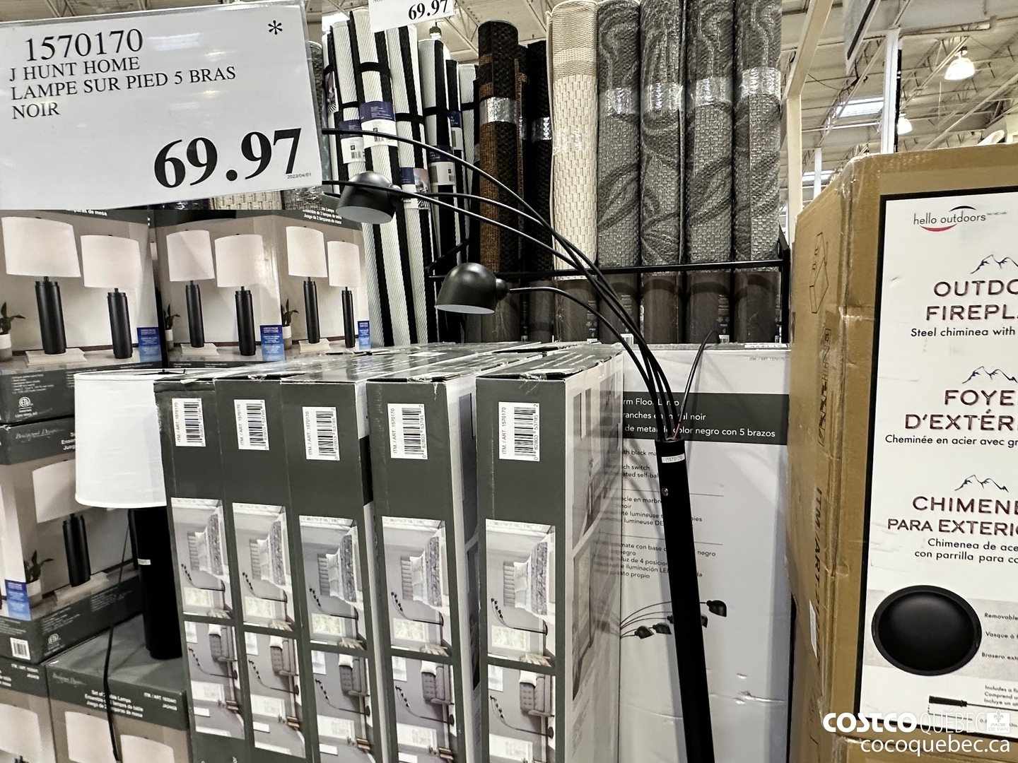 1570170 J HUNT HOME LAMPE SUR PIED 5 BRAS  $69.97