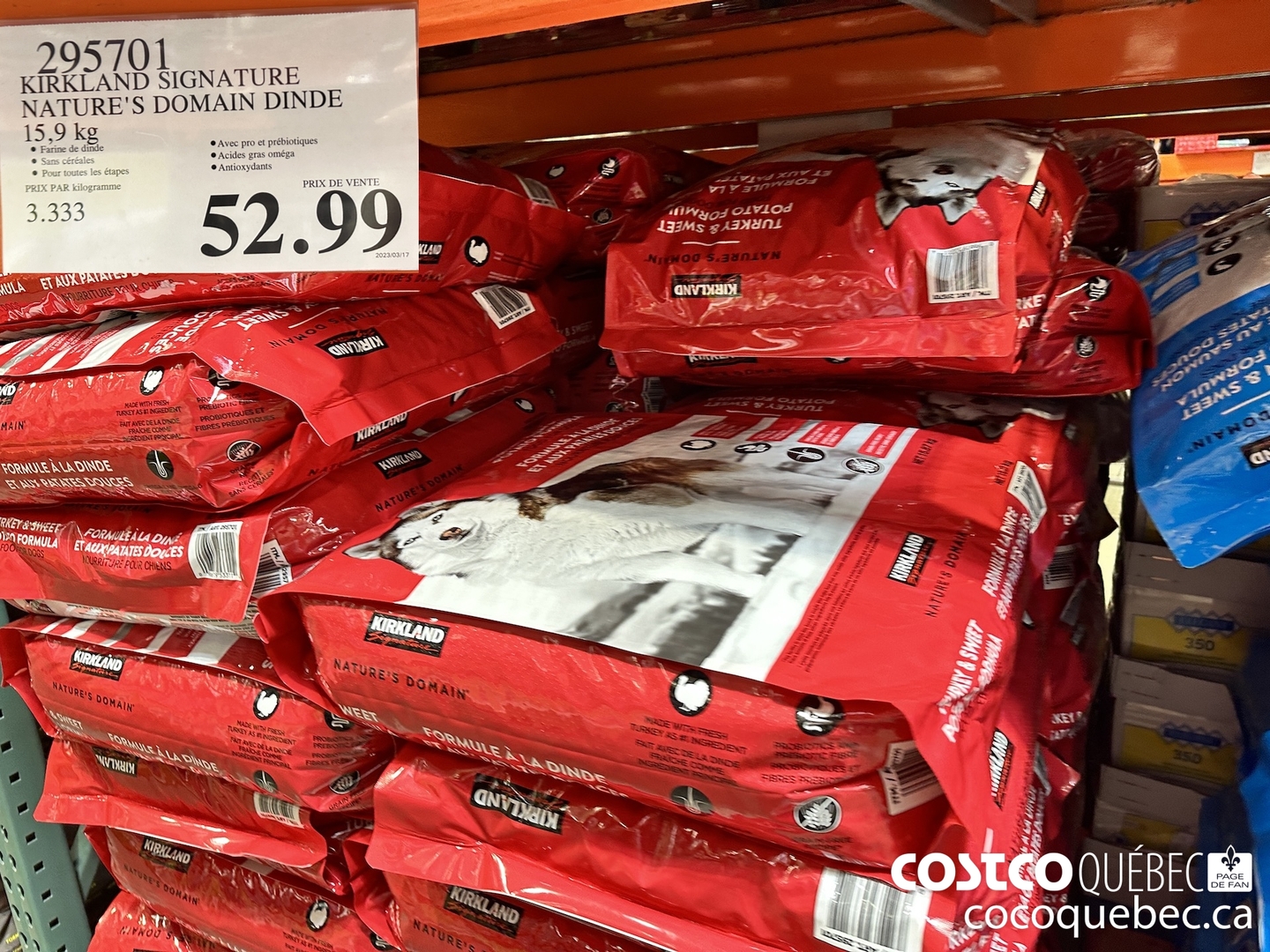 295701 KIRKLAND SIGNATURE NATURE'S DOMAIN DINDE 15,9 kg $52.99