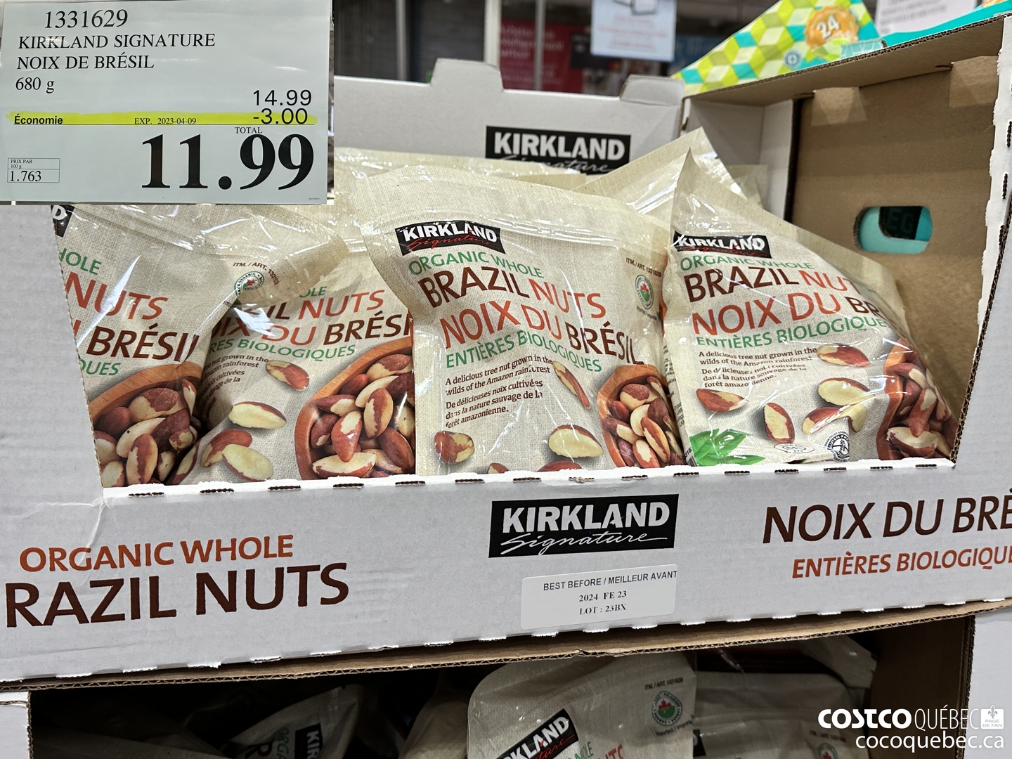 1331629 KIRKLAND SIGNATURE NOIX DE BRESIL  ($3.00 INSTANT SAVINGS EXPIRES ON 2023-04-09) $11.99