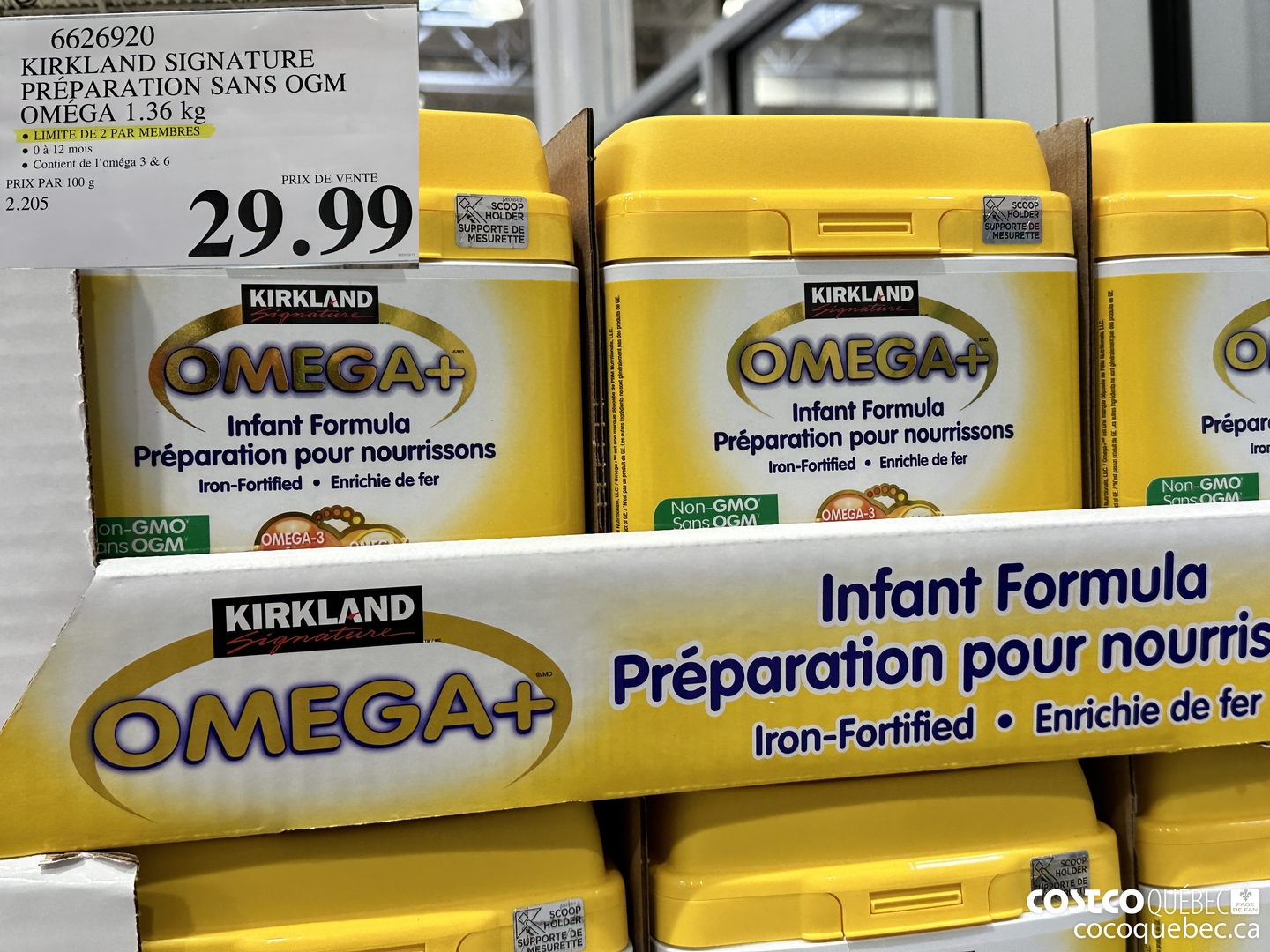 6626920 KIRKLAND SIGNATURE PREPARATION SANS OGM OMEGA 1.36 kg LIMITE DE 2 PAR MEMBRES $29.99