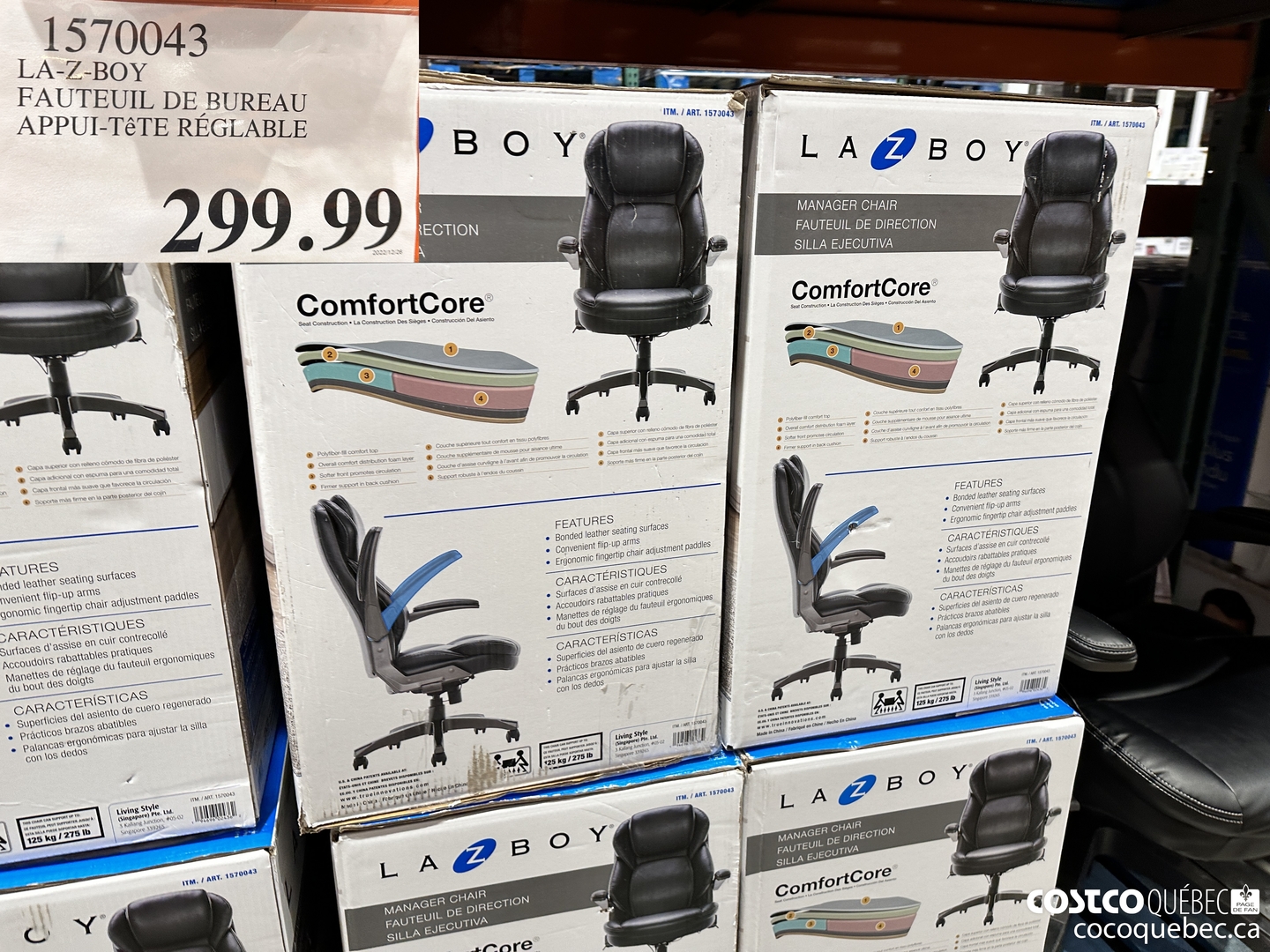 1570043 LA-Z-BOY FAUTEUIL DE BUREAU APPUI-TéTE REGLABLE  $299.99