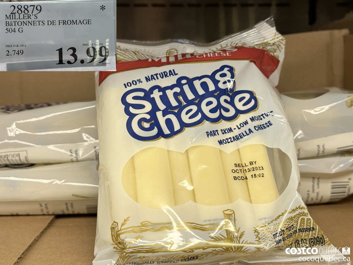 28879 MILLER'S BATONNETS DE FROMAGE 504 G PRIX PAR 100 g $13.99