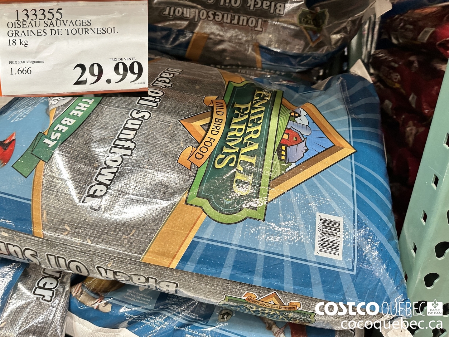 133355 OISEAU SAUVAGES GRAINES DE TOURNESOL 18 kg  $29.99