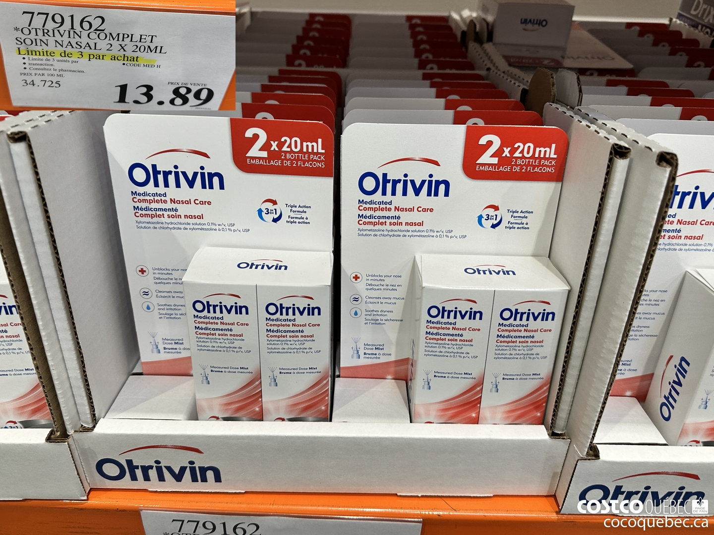 779162 OTRIVIN COMPLET SOIN NASAL 2 X 20 ML  $13.89
