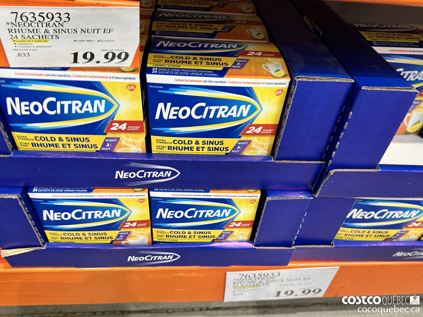 7635933 RHUME & SINUS NUIT EF SACHETS LMITE DE 3 UNITES PAR TRANSACTION  $19.99