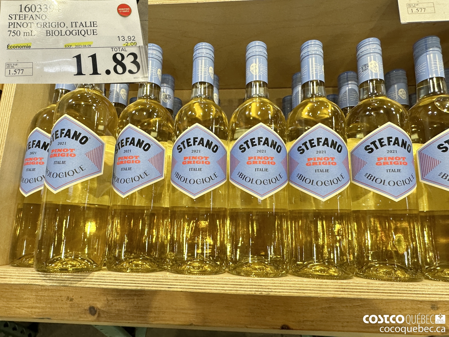 160339 STEFANO PINOT GRIGIO, ITALIE 750 mi. BIOLOGIQUE  ($2.09 INSTANT SAVINGS EXPIRES ON 2023-04-09) $11.83