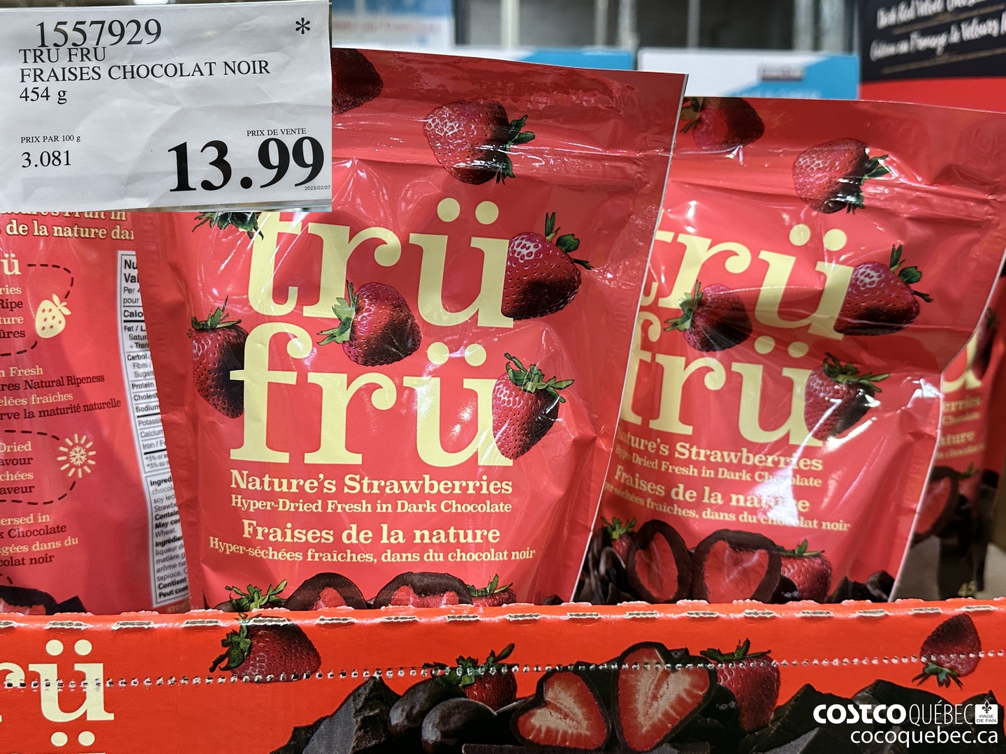 1557929 TRU FRU FRAISES CHOCOLAT NOIR 454 g  $13.99