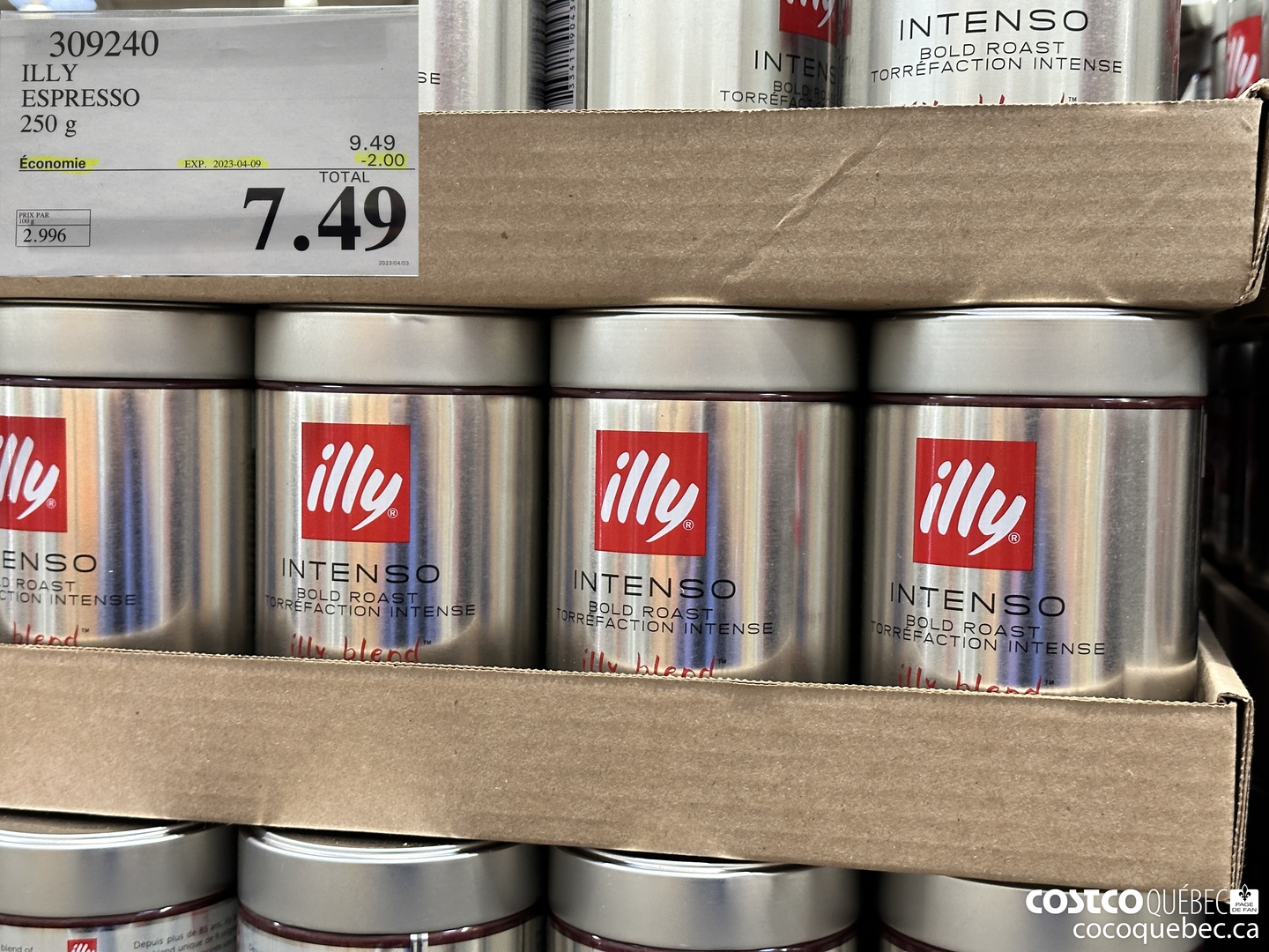 309240 sm CO EEE EE a ILLY ESPRESSO 250 g Economie EXP. 2023-04-09  $9.49