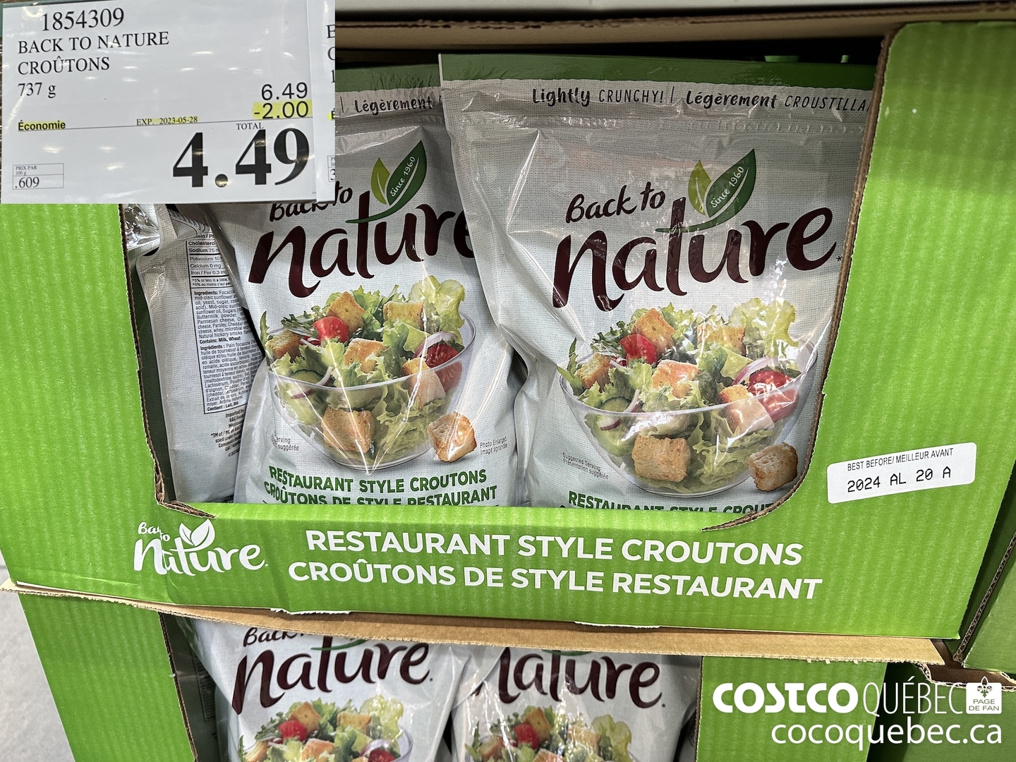 1854309 BACK TO NATURE CROUTONS ($2.00 INSTANT SAVINGS EXPIRES ON 2023-05-28) $4.49