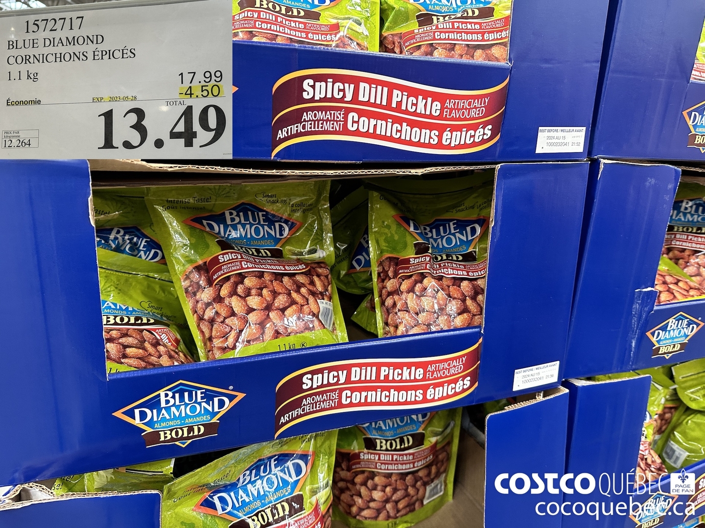 1572717 BLUE DIAMOND CORNICHONS EPICES 1.1 kg ($4.50 INSTANT SAVINGS EXPIRES ON 2023-05-28) $13.49