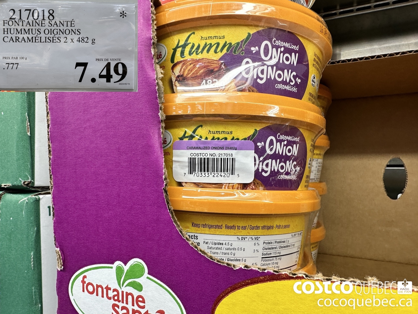 217018 FONTAINE SANTE HUMMUS OIGNONS CARAMELISES 2 x 482 g $7.49