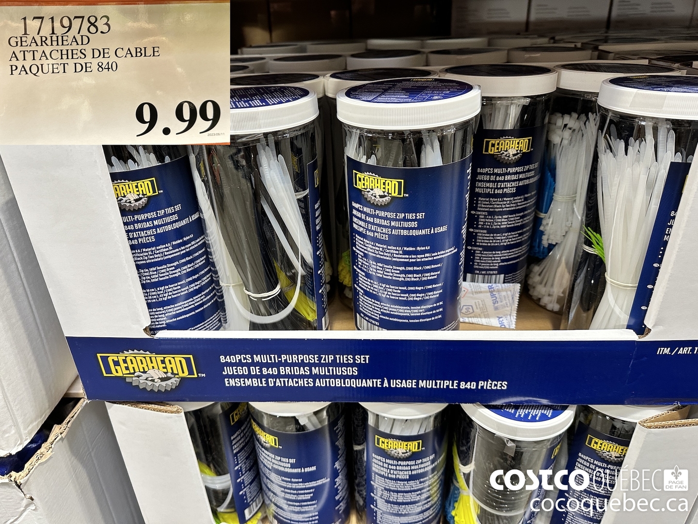 1719783 GEARHEAD ATTACHES DE CABLE PAQUET DES  $9.99