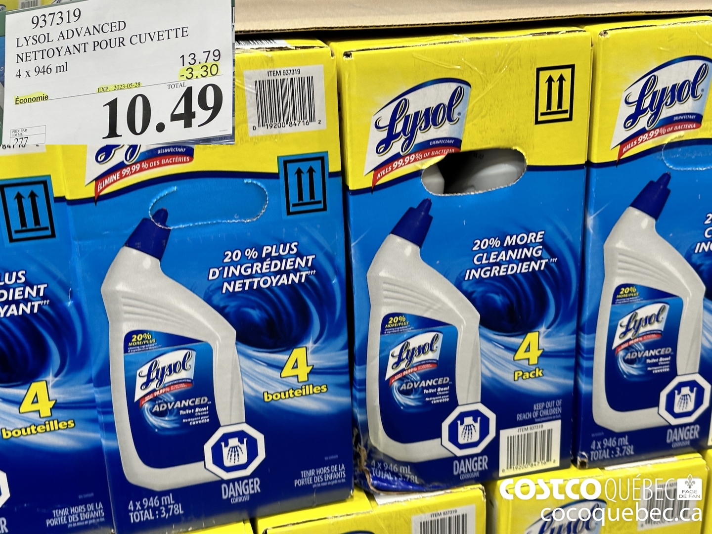 937319 LYSOL ADVANCED NETTOYANT POUR CUVETTE ($3.30 INSTANT SAVINGS EXPIRES ON 2023-05-28) $10.49