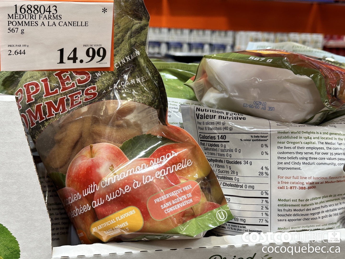 1688043 MEDURI FARMS POMMES A LA CANELLE 567 g  $14.99