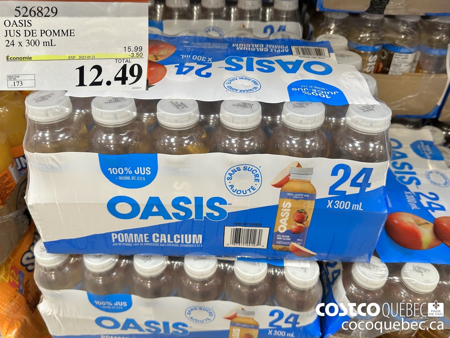 526829 OASIS JUS DE POMME ($3.50 INSTANT SAVINGS EXPIRES ON 2023-05-21) $12.49