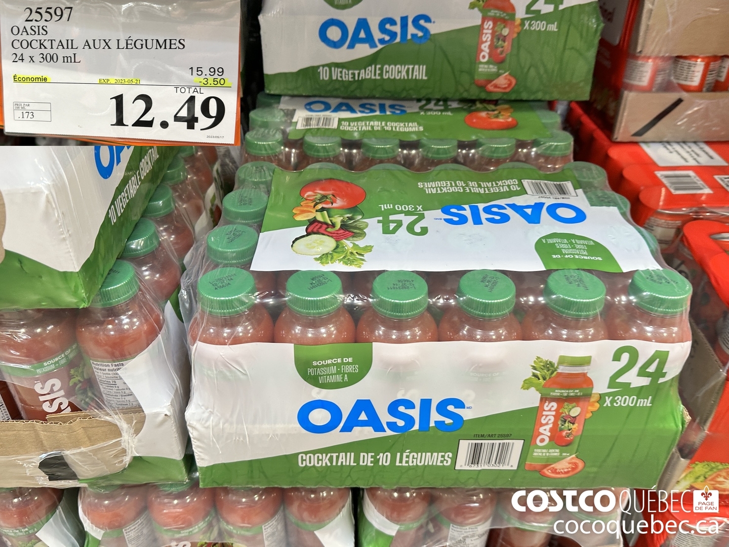 25597 OASIS : COCKTAIL AUX LEGUMES | 24 x 300 mL  ($3.50 INSTANT SAVINGS EXPIRES ON 2023-05-21) $12.49