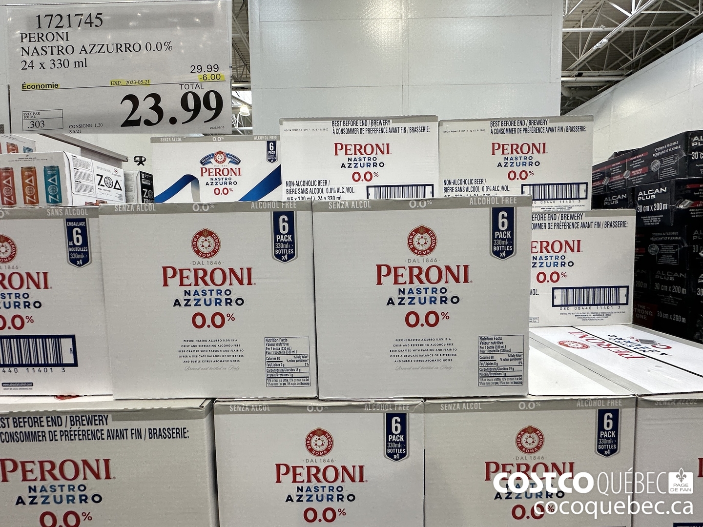 1721745 PERONI NASTRO AZZURRO 0.0% 24 x 330 ml ($6.00 INSTANT SAVINGS EXPIRES ON 2023-05-21) $23.99