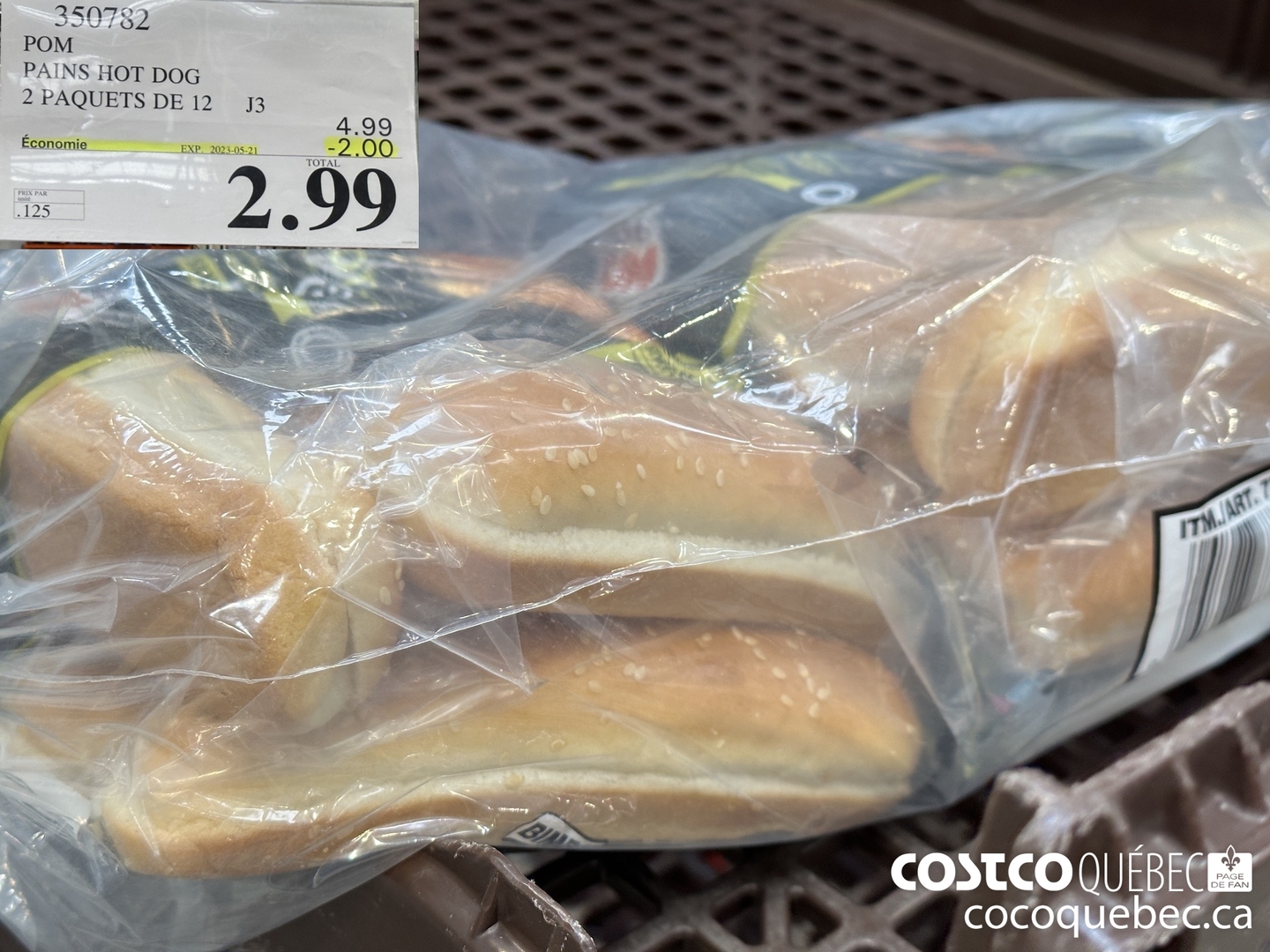 350782 POM PAINS HOT DOG 2 PAQUETS DE 12 ($2.00 INSTANT SAVINGS EXPIRES ON 2023-05-21) $2.99