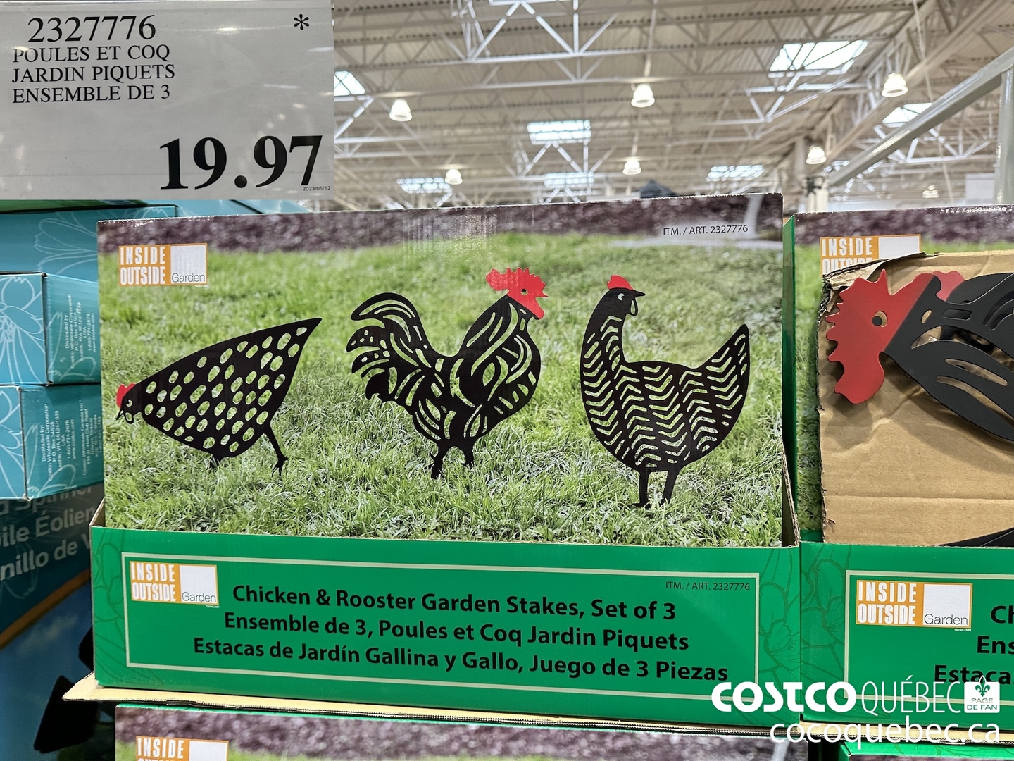 2327776 POULES ET COQ JARDIN PIQUETS ENSEMBLE DE 3  $19.97