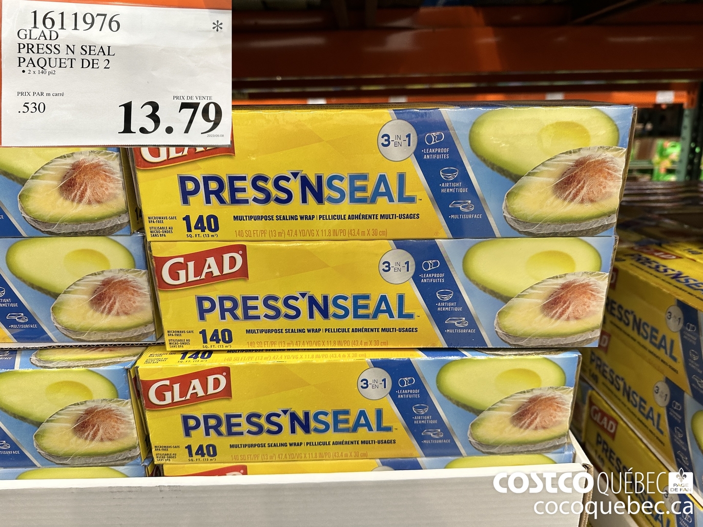 1611976 PRESS N SEAL PAQUET DE 2 $13.79