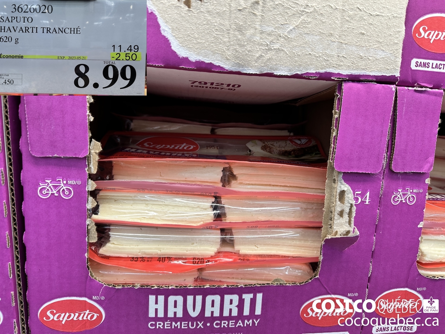 3626020 SAPUTO HAVARTI TRANCHE 620 g ($2.50 INSTANT SAVINGS EXPIRES ON 2023-05-21) $8.99