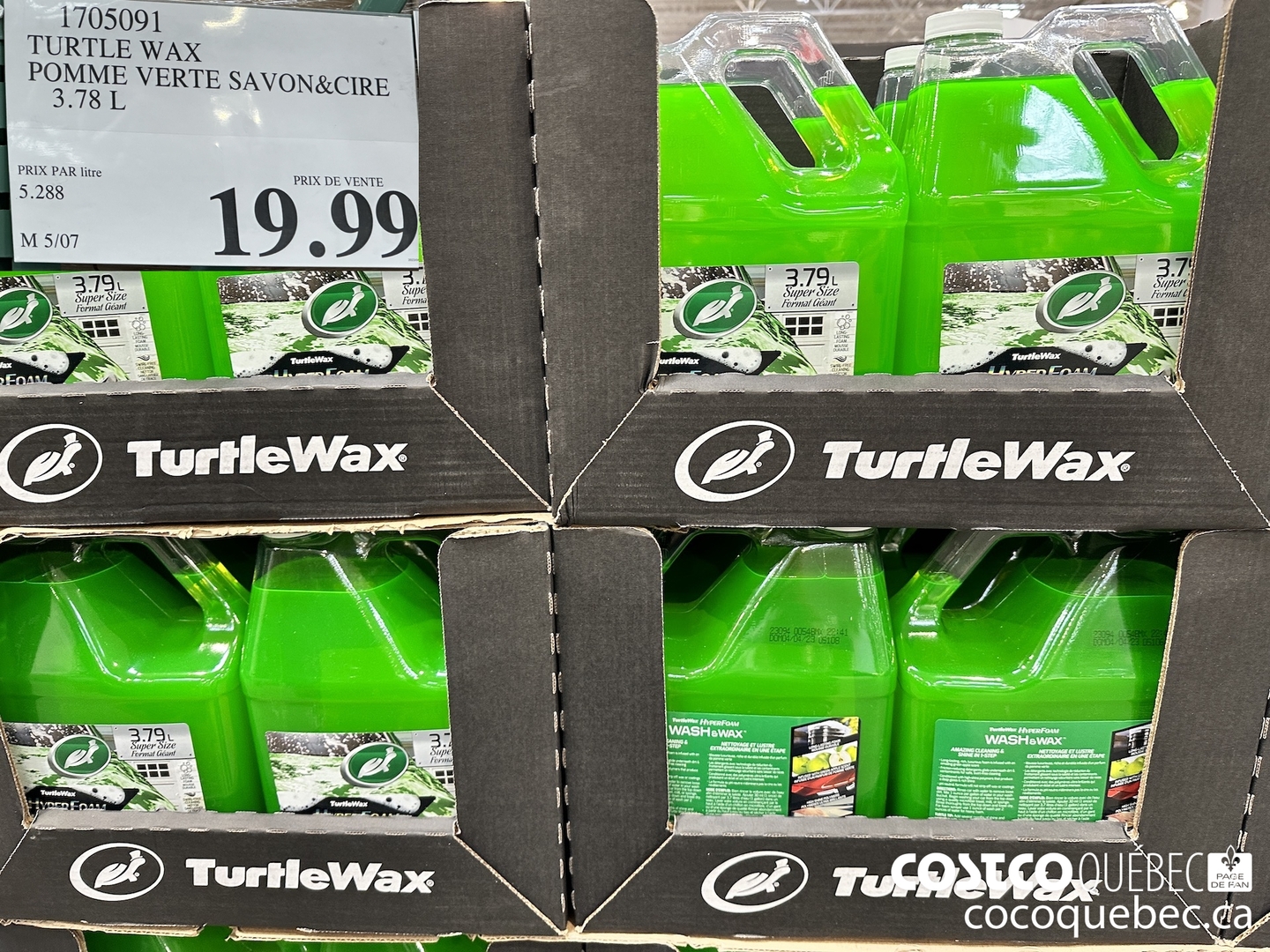 1705091 TURTLE WAX POMME VERTE SAVON&CIRE 3.78 L $19.99