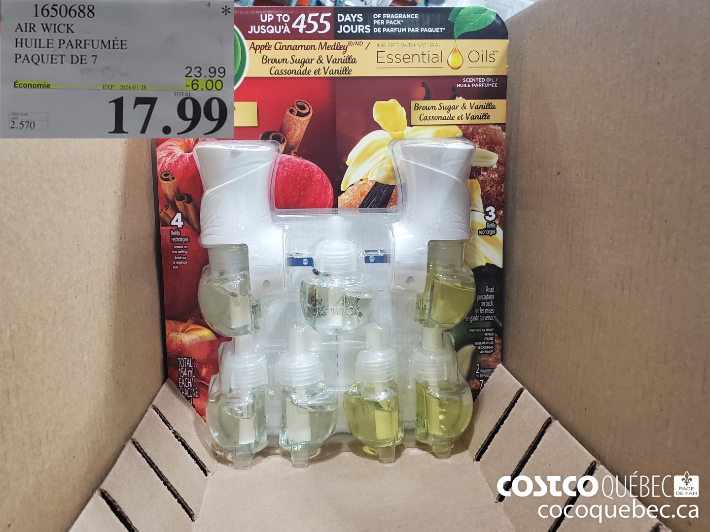 1650688 AIR WICK HUILE PARFUMEE PAQUET DE 7 ($6.00 INSTANT SAVINGS EXPIRES ON 2024-01-28) $17.99