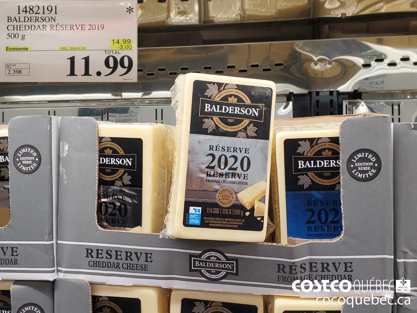 1482191 BALDERSON CHEDDAR RESERVE 2019 500g ($3.00 INSTANT SAVINGS EXPIRES ON 2024-01-28) $11.99