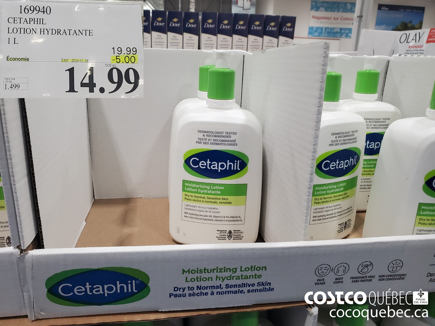 169940 CETAPHIL LOTION HYDRATANTE 1 L  ($5.00 INSTANT SAVINGS EXPIRES ON 2024-01-28) $14.99