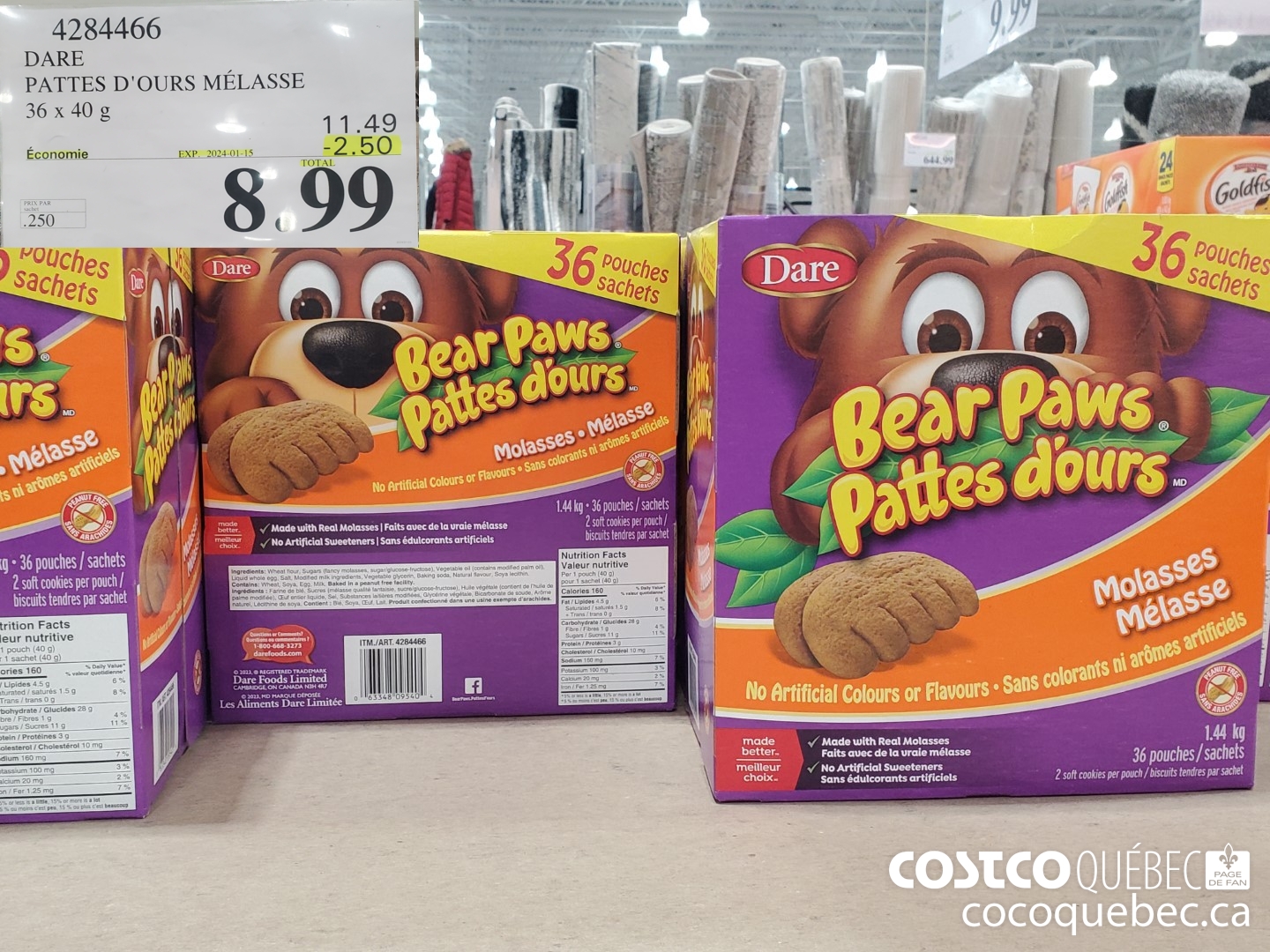 4284466 DARE PATTES D'OURS MELASSE | 36 x 40 g  ($2.50 INSTANT SAVINGS EXPIRES ON 2024-01-15) $8.99