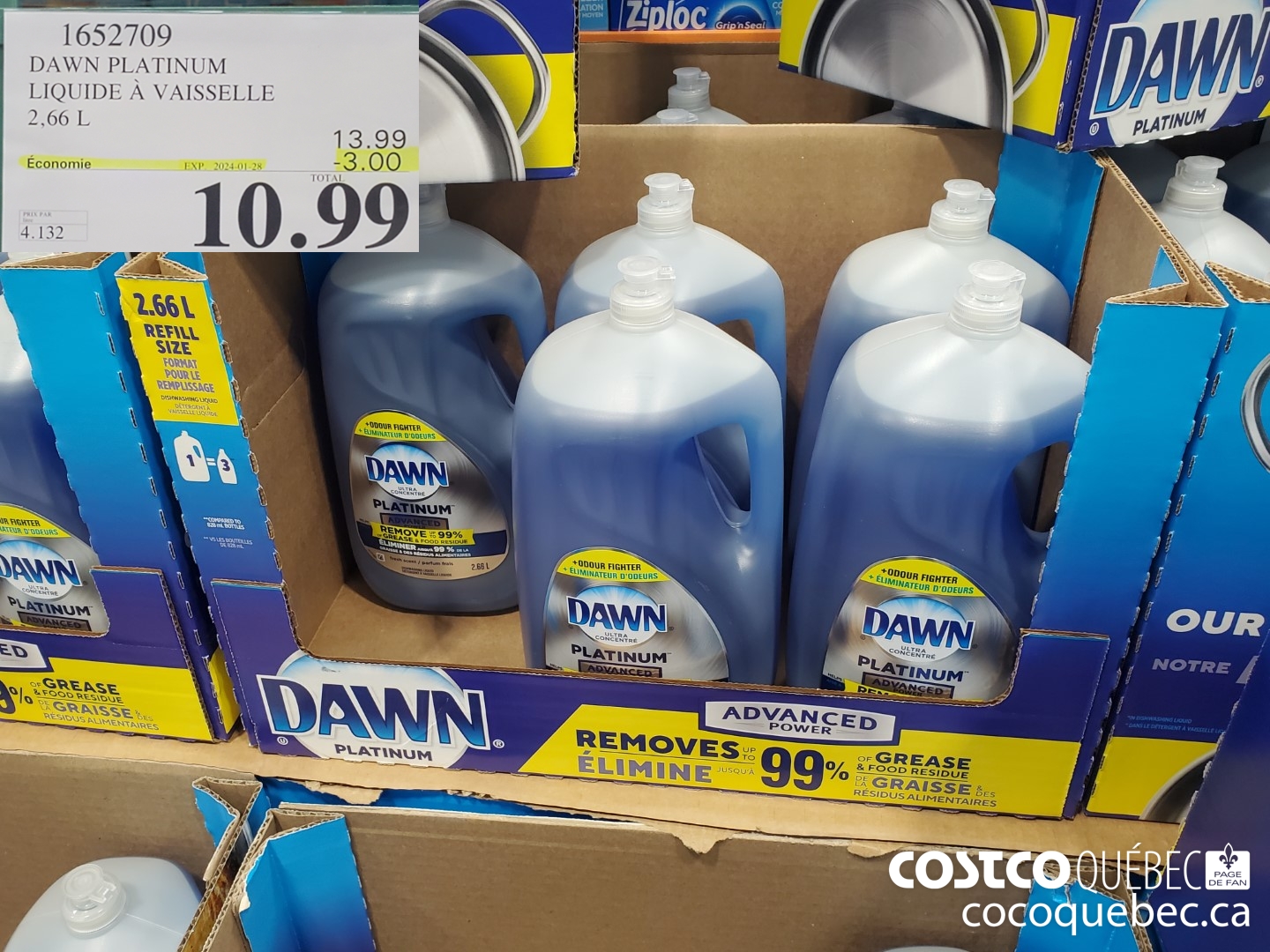 1652709 DAWN PLATINUM LIQUIDE A VAISSELLE ($3.00 INSTANT SAVINGS EXPIRES ON 2024-01-28) $10.99