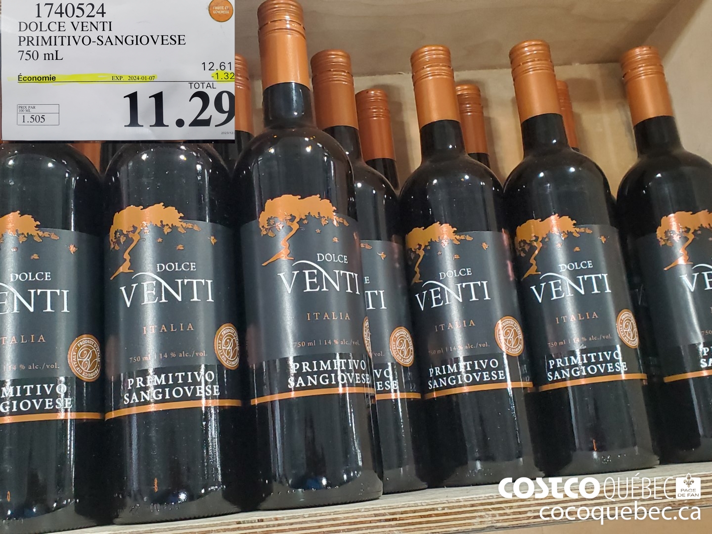 1740524 DOLCE VENTI PRIMITIVO SANGIOVESE ($1.32 INSTANT SAVINGS EXPIRES ON 2024-01-07) $11.29