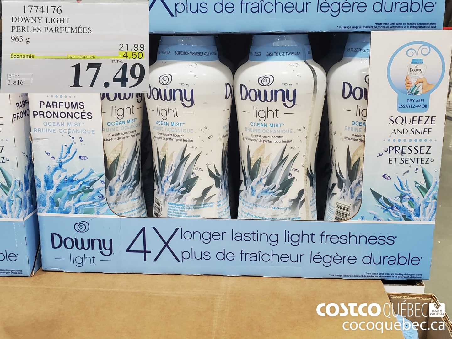 1774176 DOWNY LIGHT PERLES PARFUMEES ($4.50 INSTANT SAVINGS EXPIRES ON 2024-01-28) $17.49