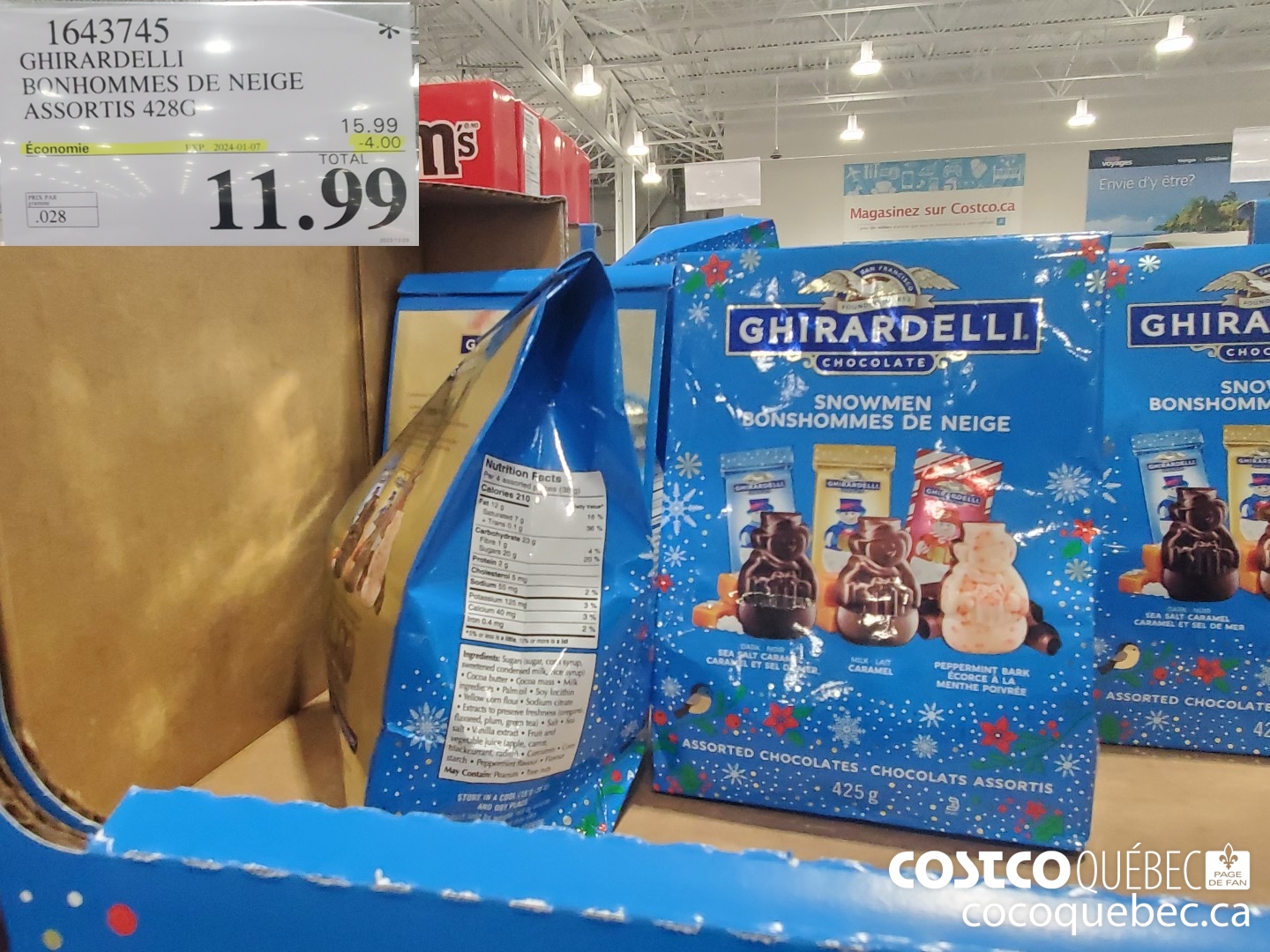 1643745 GHIRARDELLI BONHOMMES DE NEIGE ASSORTIS 428G ($4.00 INSTANT SAVINGS EXPIRES ON 2024-01-07) $11.99